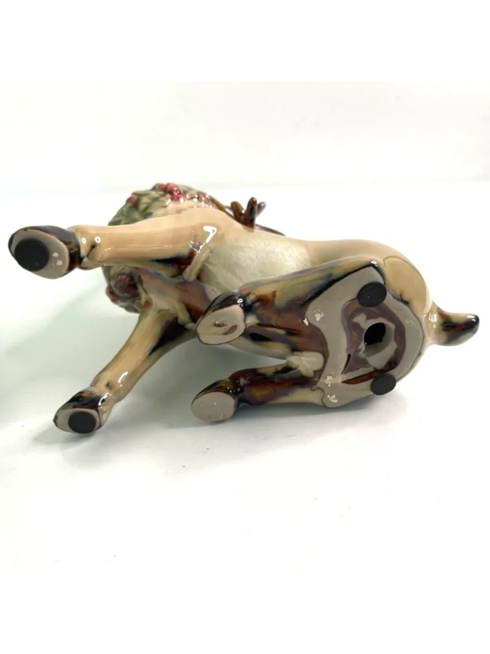 Vintage Ceramic Reindeer Figurines Tii Collection Pristine 2pc Set Resting Deer